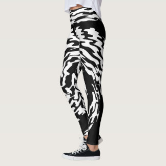 Svarta och vita virvlande leggings för kvinnor