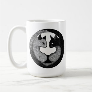 🐱 Svarta Och Vita Yin Yang Katter Present Kaffemugg