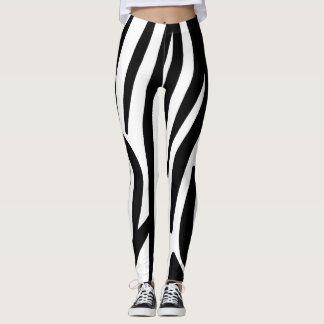 Svarta och vita Zebra Rand Leggings