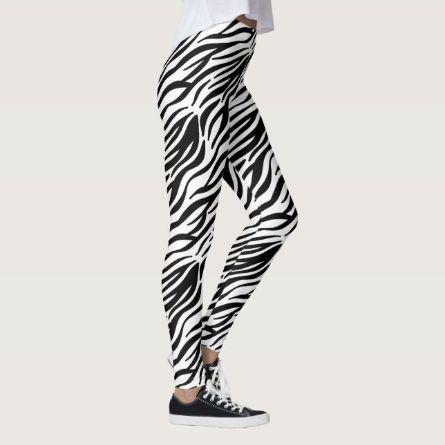 Svarta och vita Zebra tryck Leggings (Höger)
