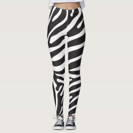 Svarta och vita Zebra tryck Leggings