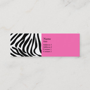 Svarta och vita Zebra tryck med Shock rosa Mini Visitkort