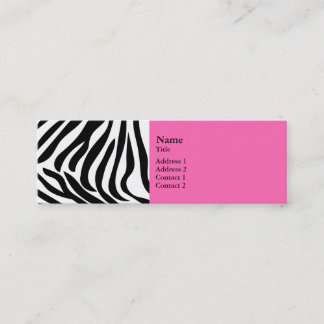 Svarta och vita Zebra tryck med Shock rosa Mini Visitkort