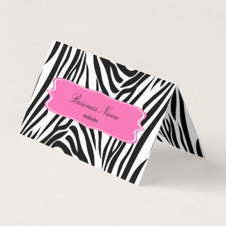 Svarta och vita Zebra tryck med Shock rosa Visitkort
