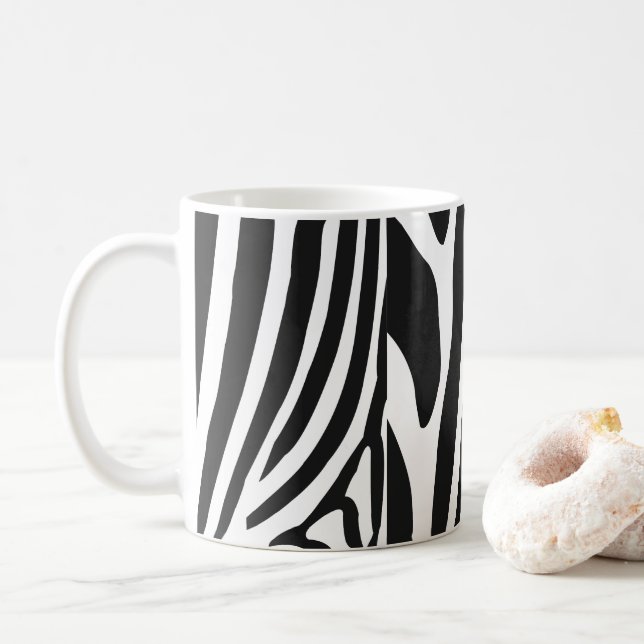 Svarta och vita zebraränder  kaffemugg (Med munk)