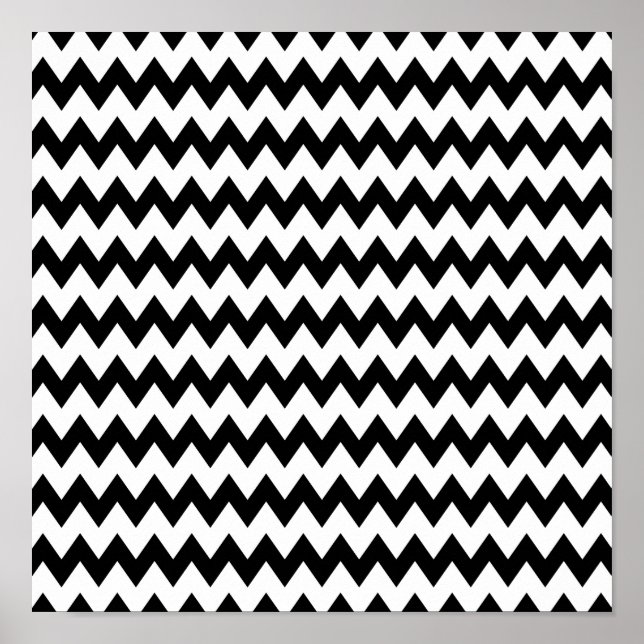 Svarta och vita Zigzag Mönster Poster (Framsidan)