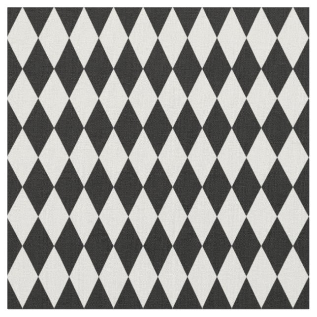 Svarta & Off-White Harlequin-diamanter Tyg (Närbild)