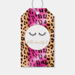 Svarta ögonfransar Rosa Kräm Leopard Presentetikett