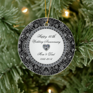 Svarta Onyx Diamond Bröllop-årsdagen Julgransprydnad Keramik