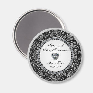 Svarta Onyx Stil Diamond Bröllop-årsdagen Magnet