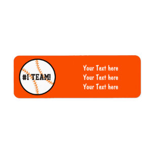 Svarta & Orange Baseball Lagfest adressetiketter Returadress Etikett
