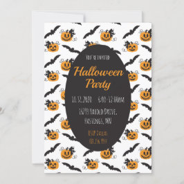 Svarta Orangen halloween fest Jack o lantern Fladd Inbjudningar