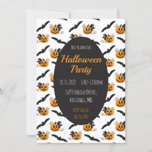 Svarta Orangen halloween fest Jack o lantern Fladd Inbjudningar