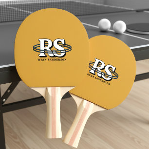 Svarta Orbit Monogram Initialer Valfri Färg ID1331 Pingisracket