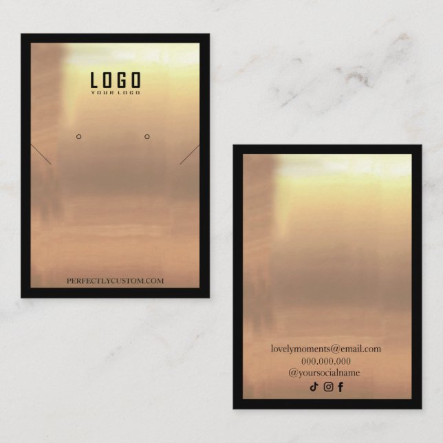 Svarta örhängen i Guld Ram Visitkort (Fram/baksida)