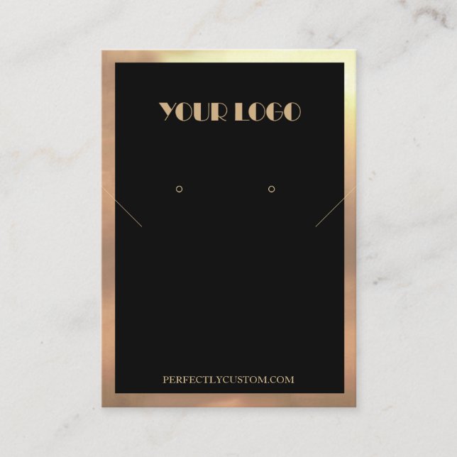 Svarta örhängen i Guld Ram Visitkort (Framsida)