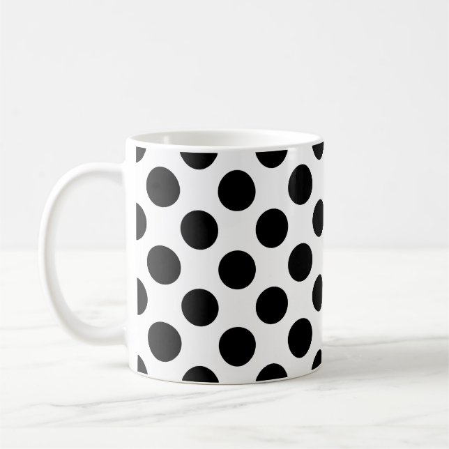 Svarta på vit stor Storlek Polka dots Mönster Kaffemugg (Vänster)
