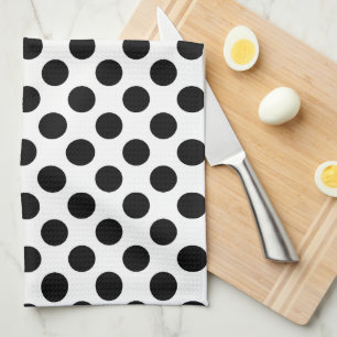 Svarta på vitt stort Storlekt Polka dots Kökshandduk