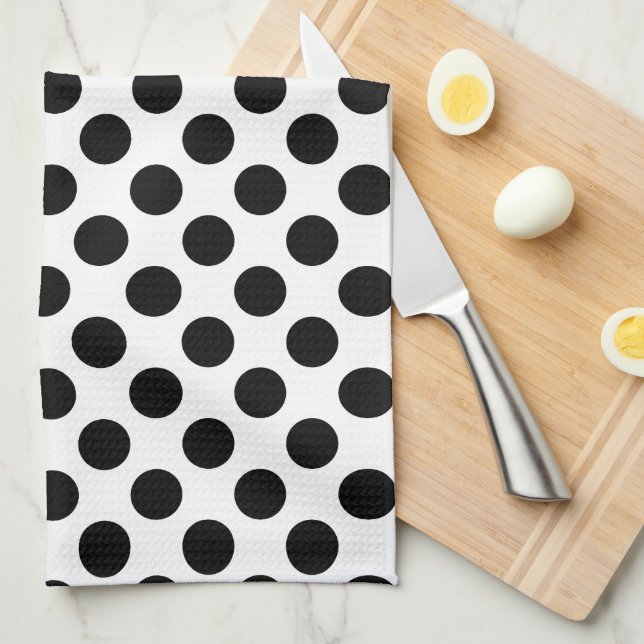 Svarta på vitt stort Storlekt Polka dots Kökshandduk (Vikt i Fjärdedel)