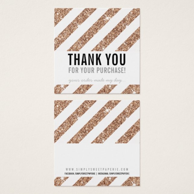 Svarta PAKETET TACK guld glitter rand Fyrkantigt Visitkort (Framsida & baksida)