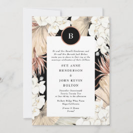 Svarta pampas och Ro guldolja Bröllop Inbjudningar