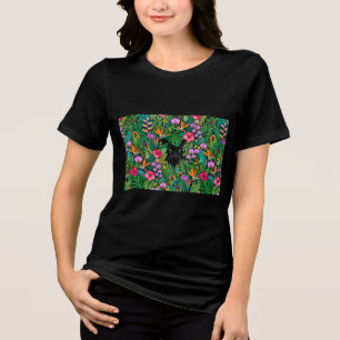 Svarta panter djungelblommor & tropisk lövverk t shirt