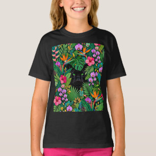 Svarta panter djungelblommor & tropisk lövverk t shirt