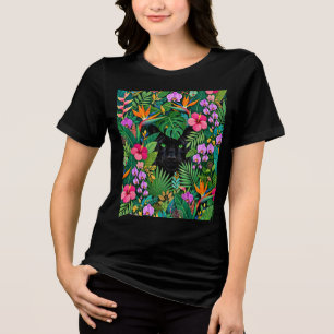 Svarta panter djungelblommor & tropisk lövverk t shirt