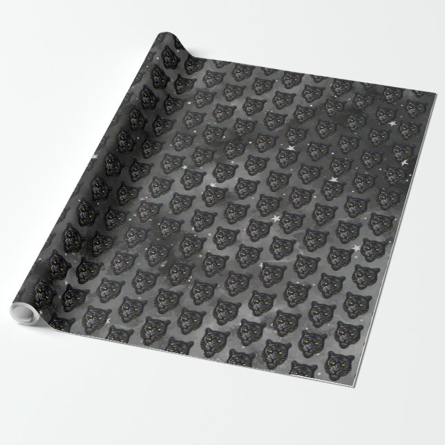 Svarta pantern presentpapper (Utrullad)