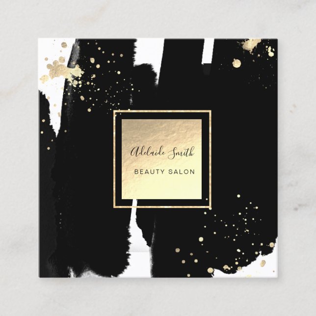 svarta penseldrag för färg fyrkantigt visitkort (Framsida)