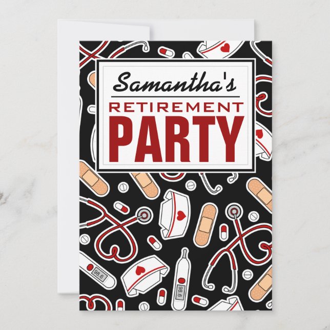 Svarta Pension Party Inbjudningar (Framsida)