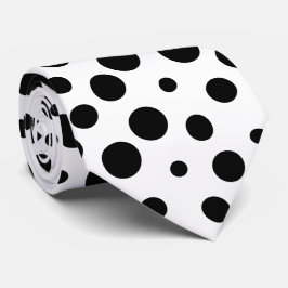 Svarta Polka dots Mönster på vitt Slips