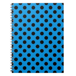Svarta polka dots på blått himlar anteckningsbok