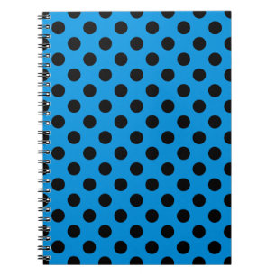 Svarta polka dots på blått himlar anteckningsbok