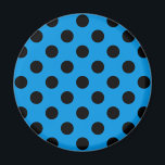 Svarta polka dots på blått himlar magnet<br><div class="desc">Svarta polka dots på blått himlar</div>