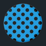 Svarta polka dots på blått himlar magnet<br><div class="desc">Svarta polka dots på blått himlar</div>