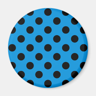 Svarta polka dots på blått himlar magnet