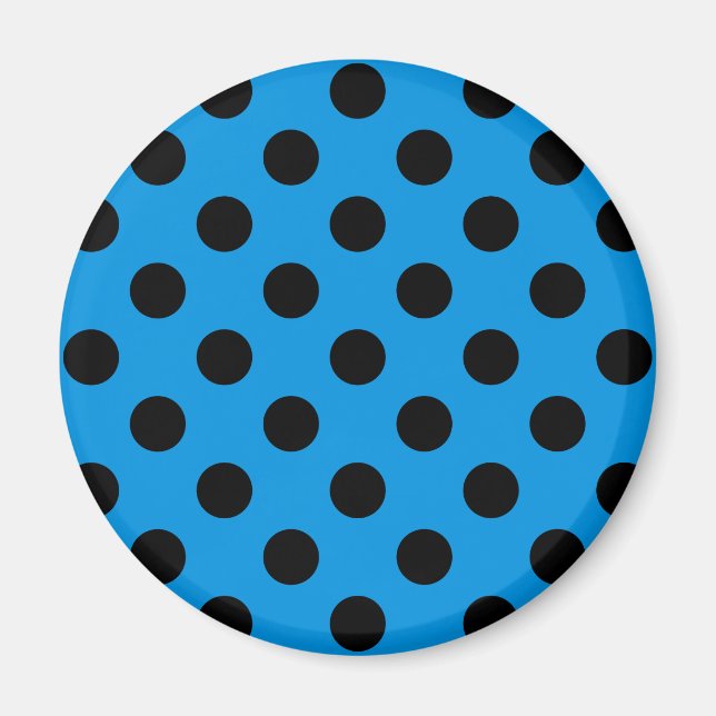 Svarta polka dots på blått himlar magnet (Framsidan)