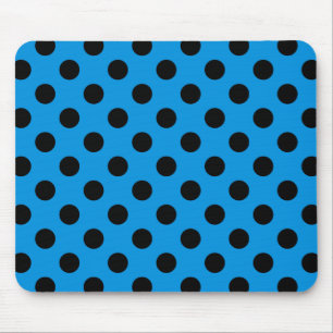Svarta polka dots på blått himlar musmatta