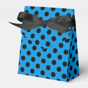Svarta polka dots på blått himlar presentaskar