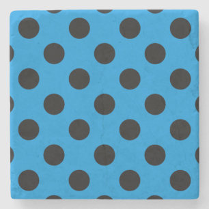 Svarta polka dots på blått himlar stenunderlägg