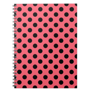 Svarta polka dots på koraller anteckningsbok med spiral