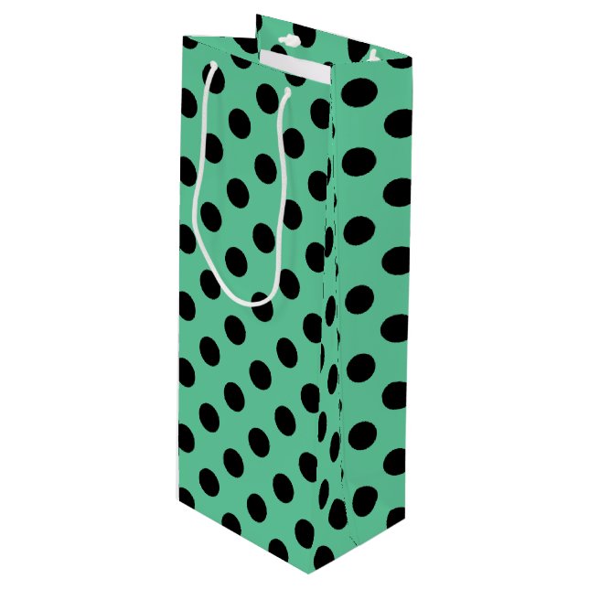 Svarta polka dots på mynta grönt (Framsidan Vinklad)