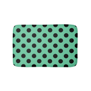 Svarta polka dots på mynta grönt badrumsmatta