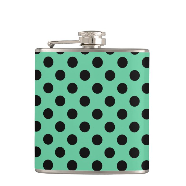 Svarta polka dots på mynta grönt fickplunta (Framsidan)