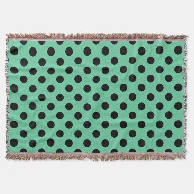 Svarta polka dots på mynta grönt filt (Framsidan)