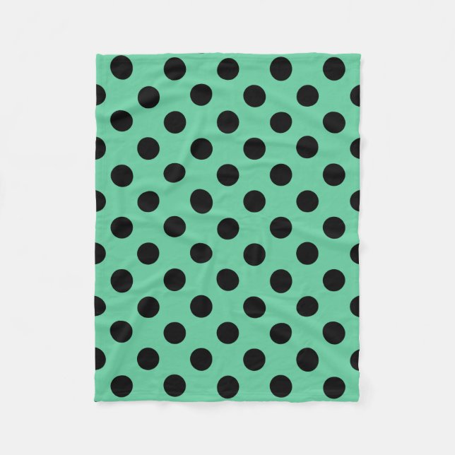 Svarta polka dots på mynta grönt fleecefilt (Framsidan)