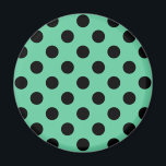 Svarta polka dots på mynta grönt magnet<br><div class="desc">Svarta polka dots på mynta grönt</div>