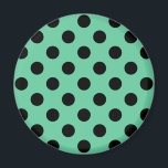Svarta polka dots på mynta grönt magnet<br><div class="desc">Svarta polka dots på mynta grönt</div>