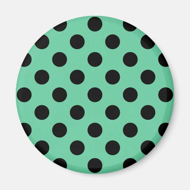 Svarta polka dots på mynta grönt magnet (Framsidan)